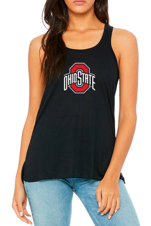 1207 - Ohio State Athletic Block O Gathered Back Bliss Tank - Heather Black