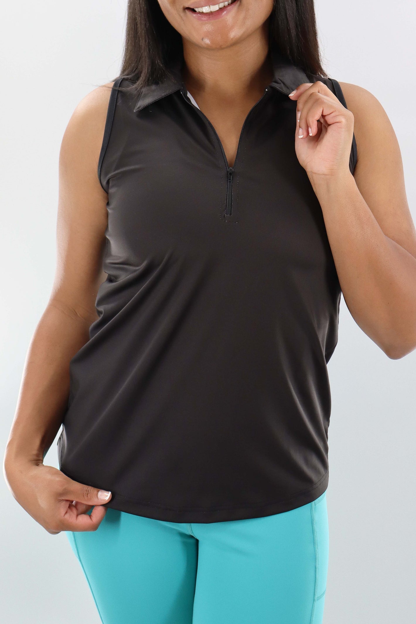 4110 - Womens Sleeveless Polo - Black