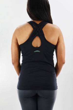 4002 - Bend Criss Cross Back Tank - Black