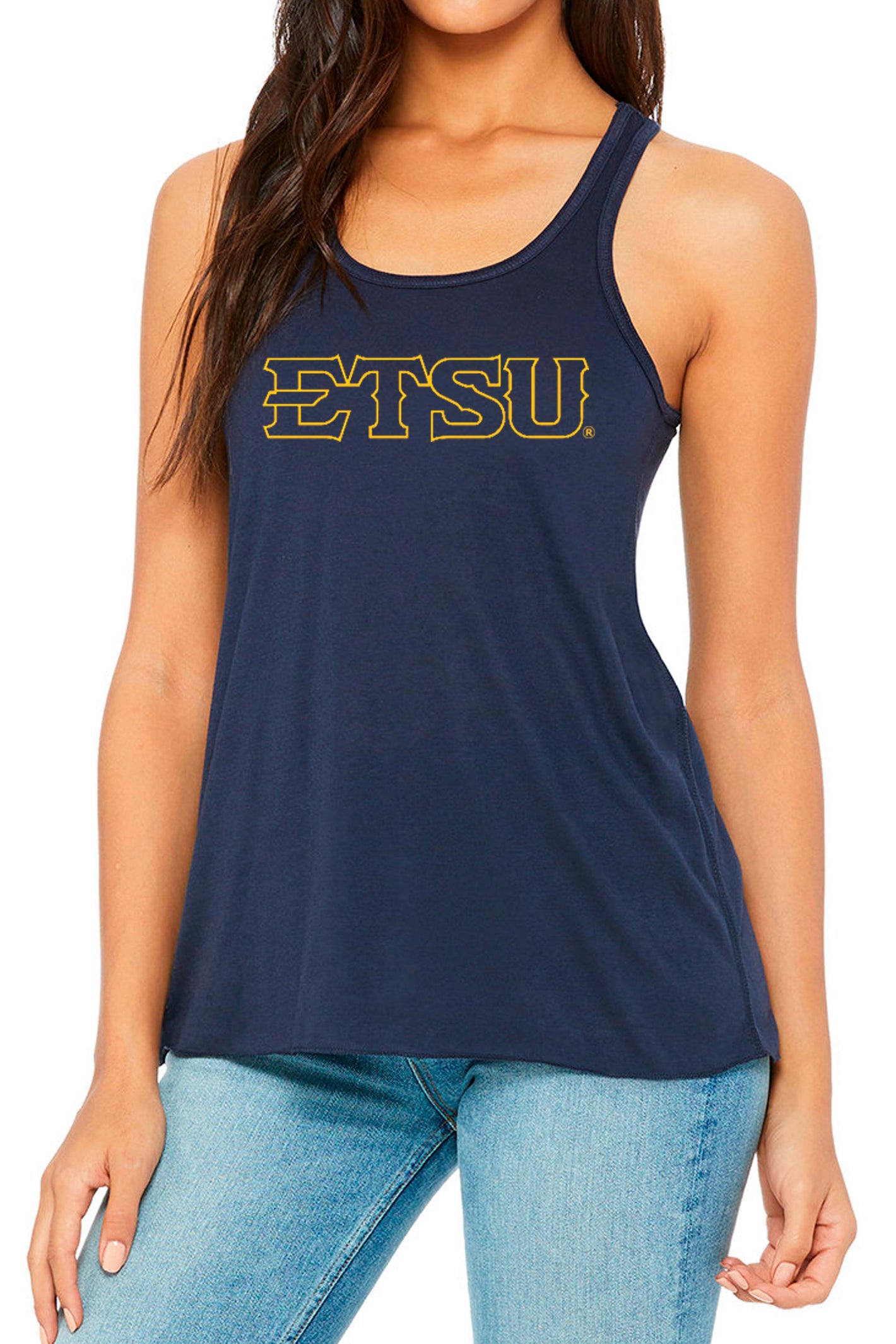 ETSU Gathered Back Bliss Tank - Heather Navy