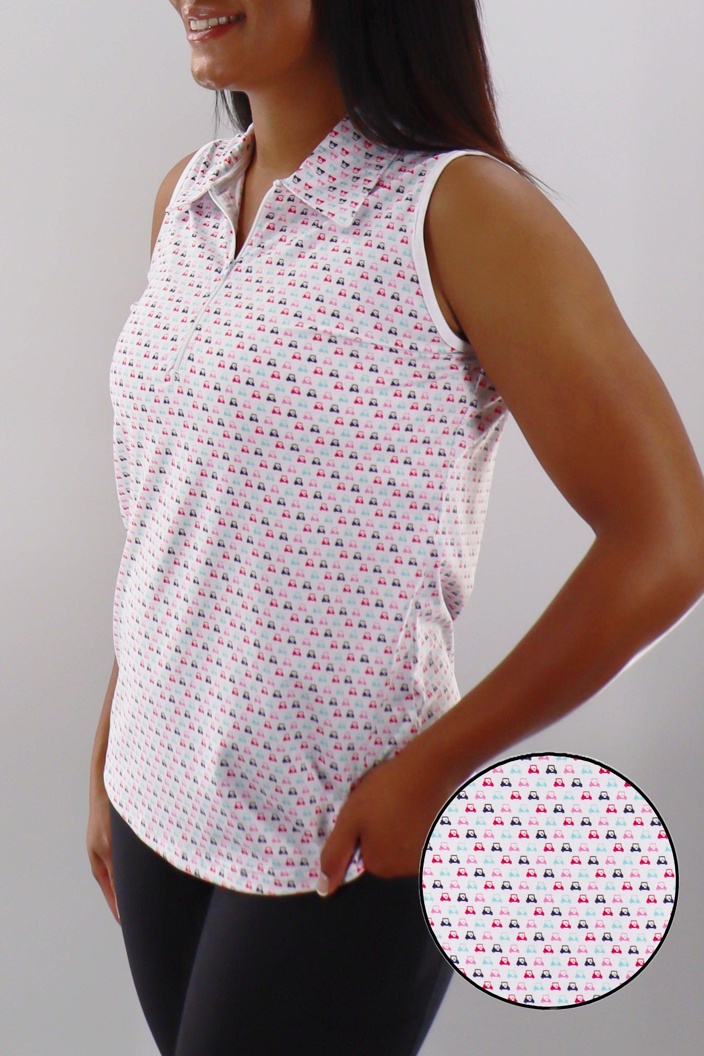 4115 - The "Golf ParTee" Sleeveless Polo - White