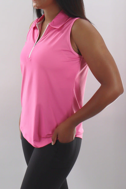 4112 - Womens Sleeveless Polo - Light Pink