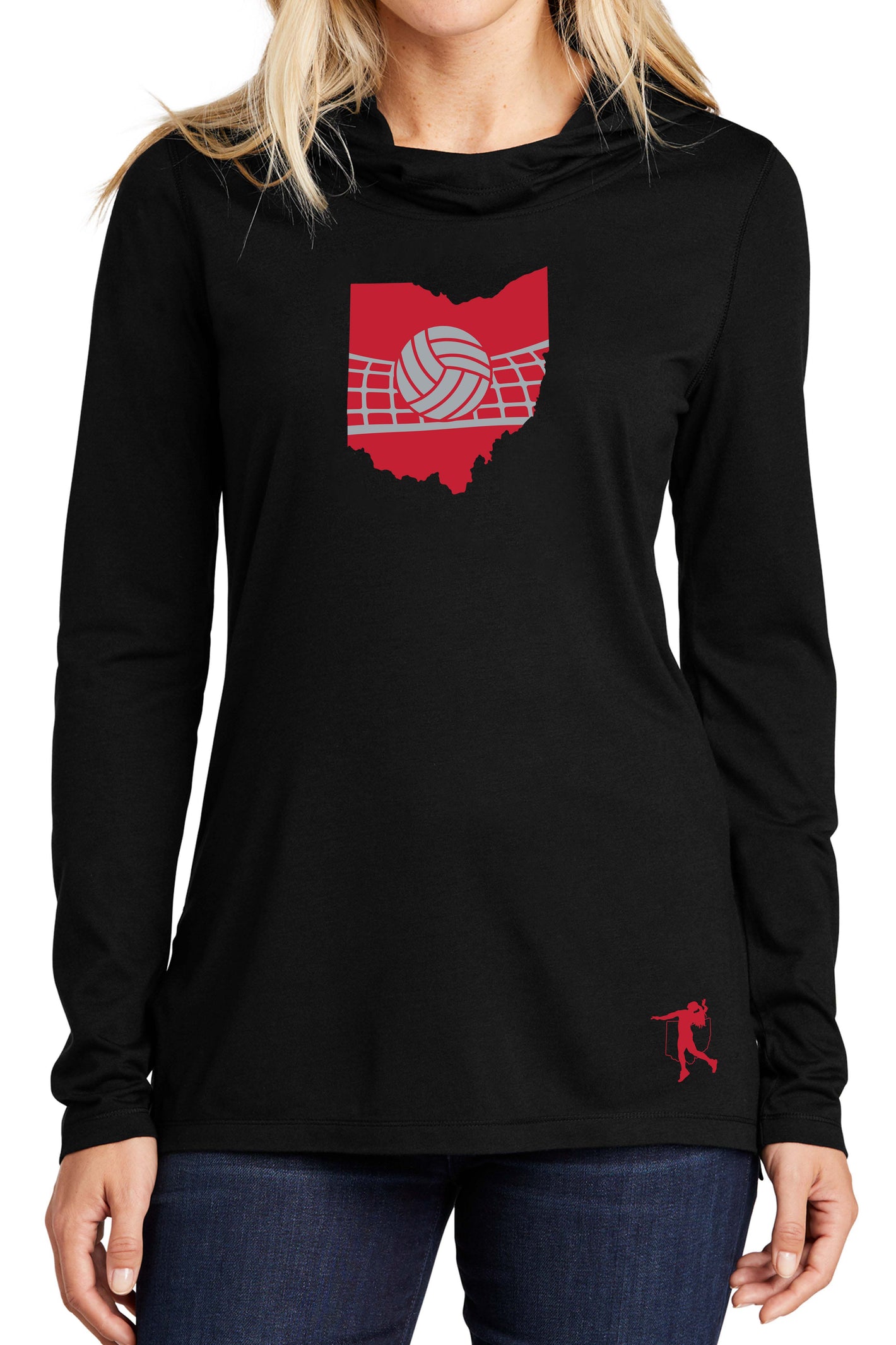 5123 - The "Ohio VolleyBall" Unisex Lightweight Hoodie / Black