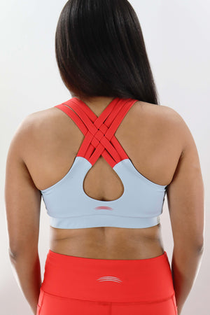 1216 - Ohio State Criss Cross Back Bra/ Grey