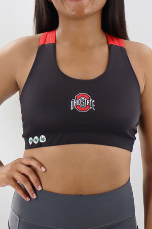 1215 - Ohio State Criss Cross Back Bra/ Black