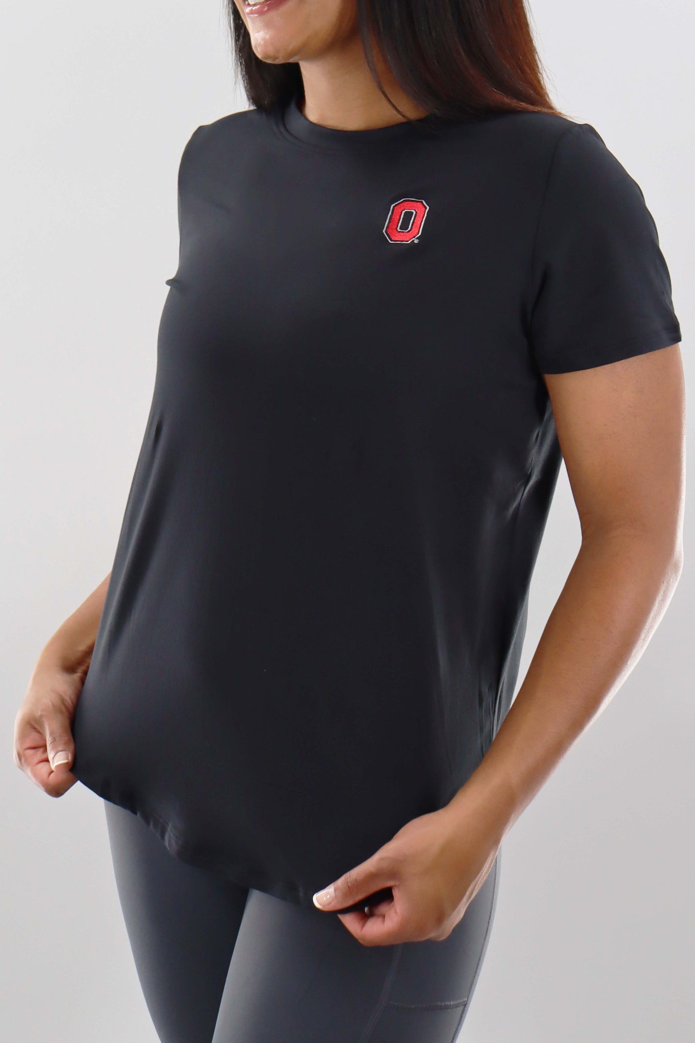 1310 -Ohio State Womens Open Back Short Sleeve Tee- Black