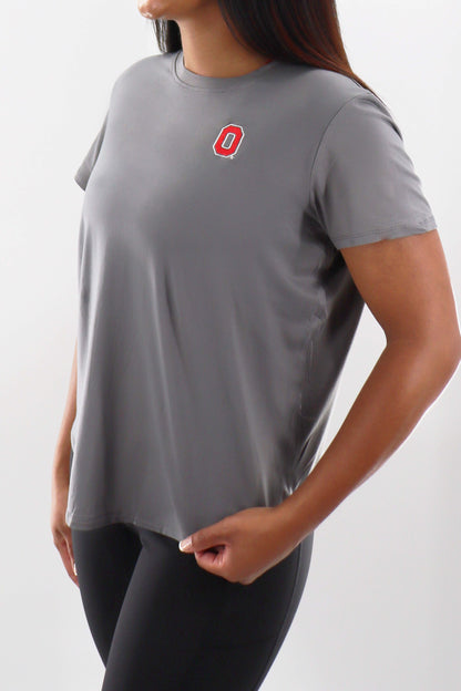 1311 -Ohio State Womens Open Back Short Sleeve Tee - Grey