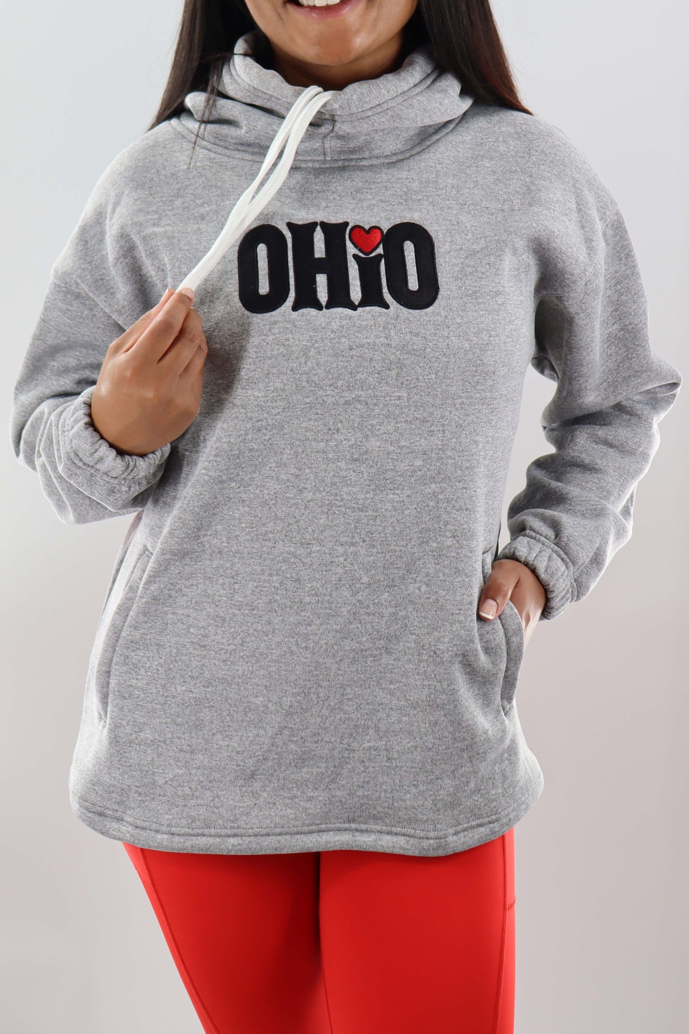 2316 - Ohio Love Snorkel Neck Hoodie - Heather Grey