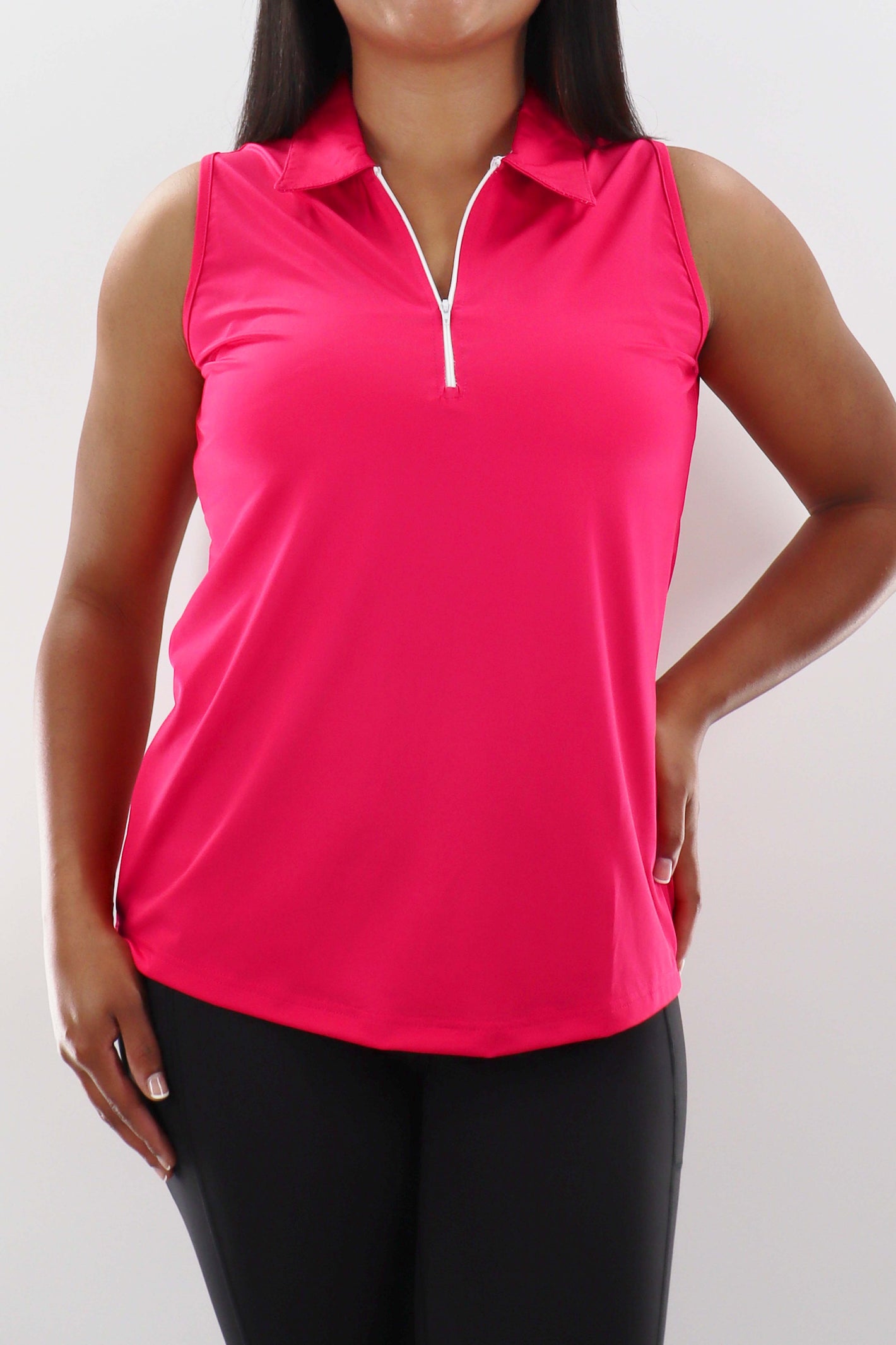 4111 - Womens Sleeveless Polo - Fuschia