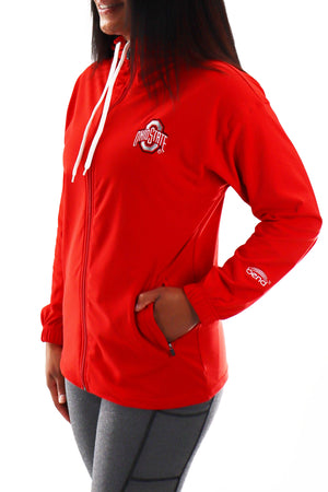 2011 - Ohio State Buckeyes Full Zip Snorkel Neck Hoodie - Red