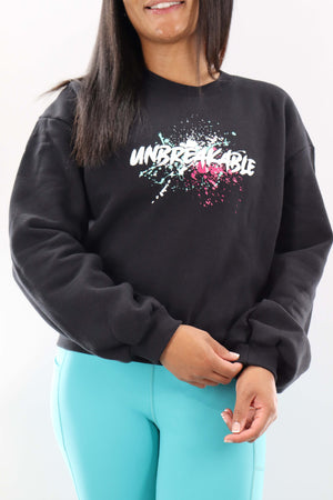 4404 - Women's "Unbreakable" Crop Balloon Sleeve Crewneck - Black