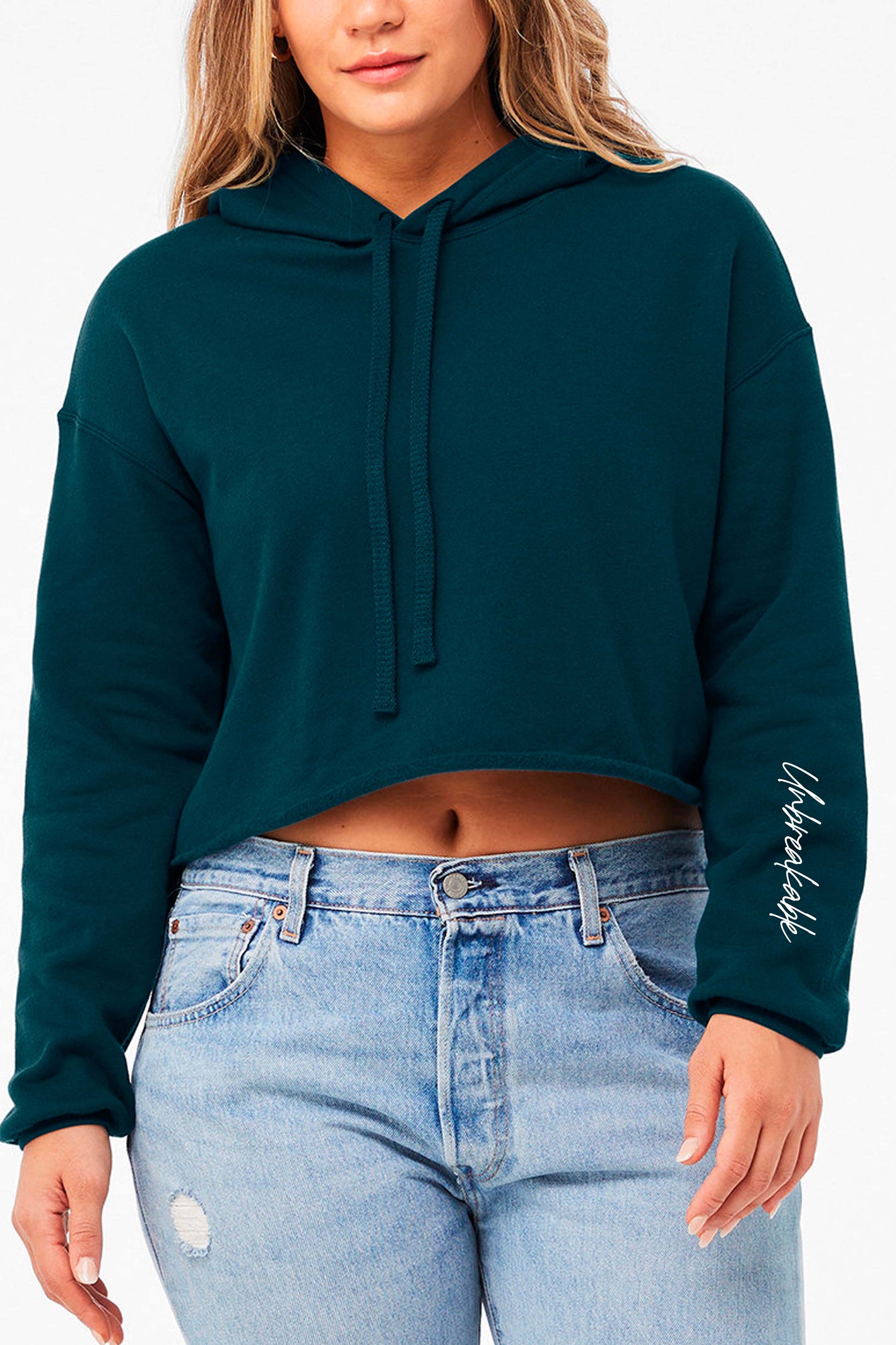 4314 - Women's "Unbreakable" Crop Hoodie - Dark Teal