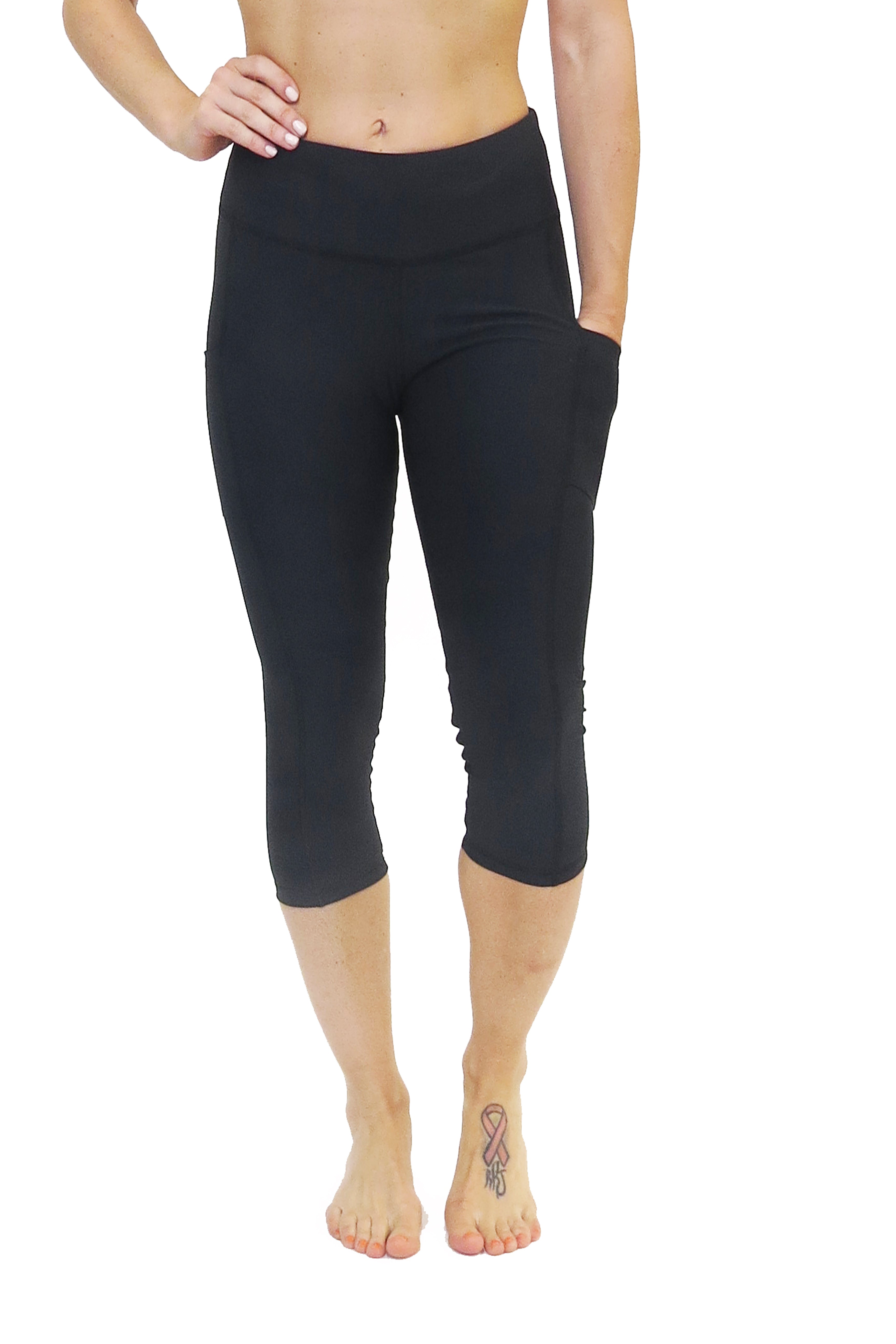 Classic Black Legging Style Capris With Pockets