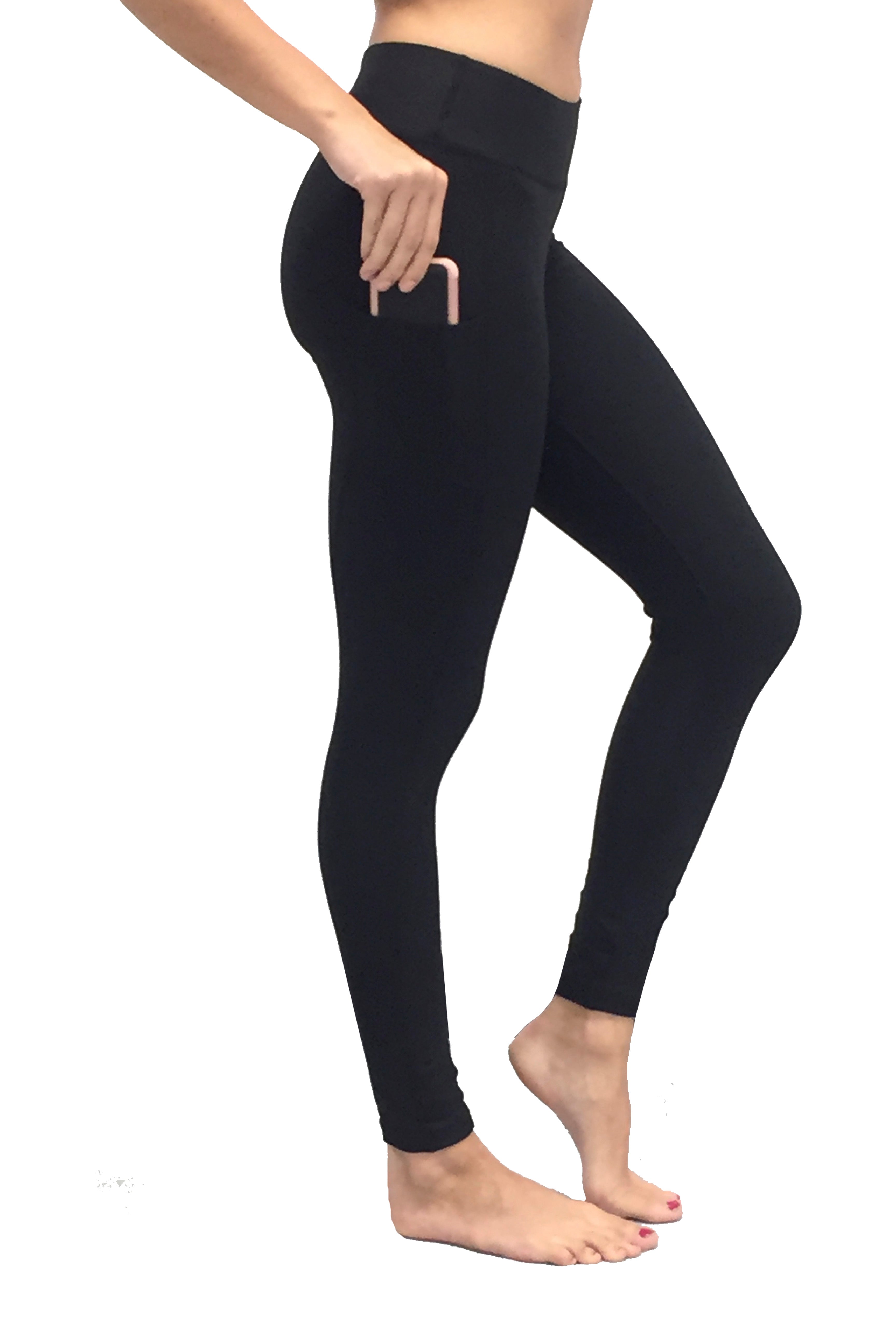 Fashion Women High Waist Yoga Pants Side Cell Phone Pockets Sports Leggings  
